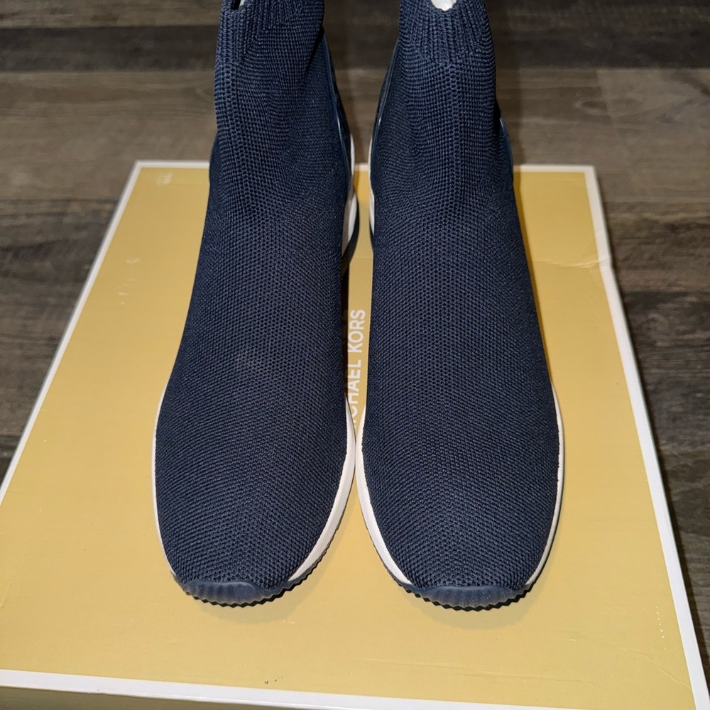 Michael Kors Dark Blue Knit High-Top Sneakers